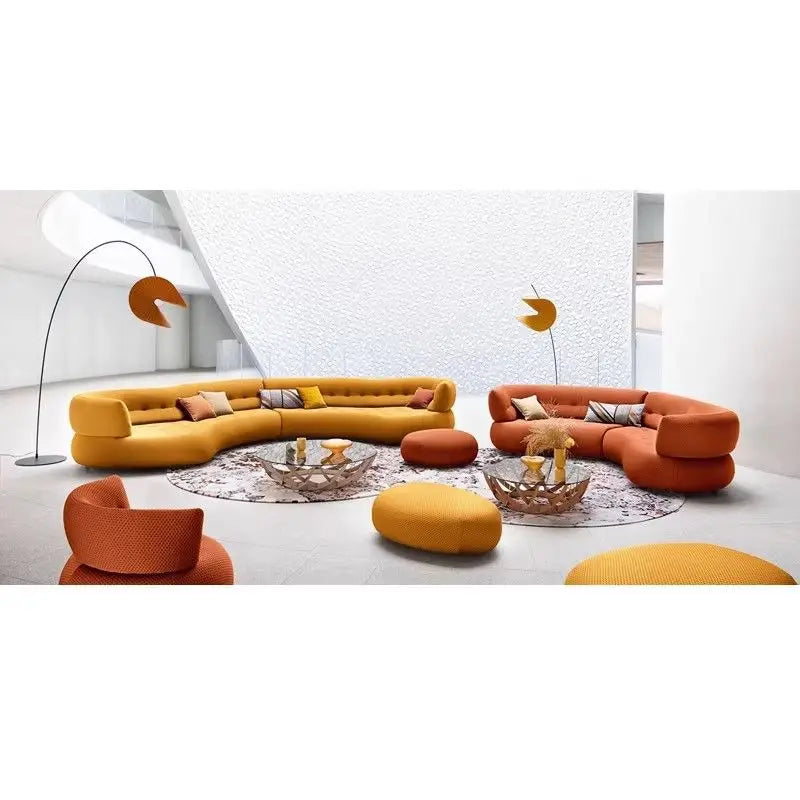 Wabi Sand Cream Wind Sofa Living Room Hotel Villa Light Luxury Special-shaped Corner Technology Cloth Sofa