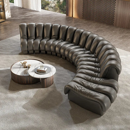 Artistic High End White Leather De Sede DS 600 Snake Sofa Curved Modular Sectional Sofa Round Water Proof Couch Set