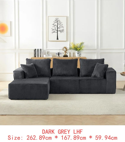 Modular Sectional Sofa, Modern Corduroy Couch with Deep Seat, Upholstered 4-Seater for Living Room, No Assembly Needed, Cozy