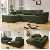 108" Cloud Sectional Couch with L-Shape Chaise,4 Seat Modern Modular Sofa with Deep Seat,Upholstered Couches for Living Room Bed