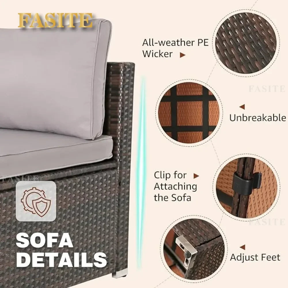 7 Pieces Patio Furniture Set Sofa Chair
