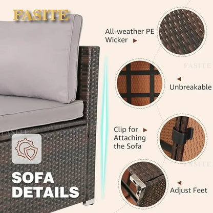 7 Pieces Patio Furniture Set Sofa Chair
