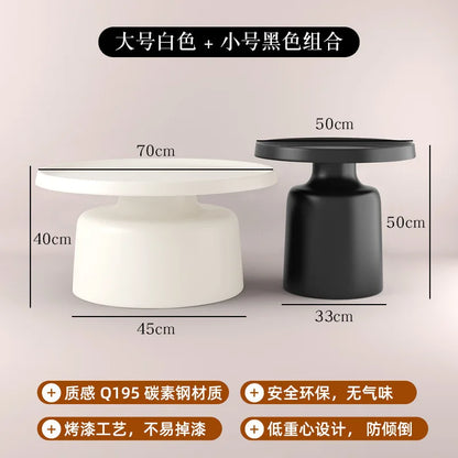 Cream apartment Nordic coffee table living room household small apartment simple Internet celebrity wrought iron modern round