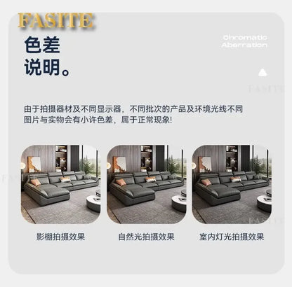 Italian minimalist leather sofa, new living room size apartment, concubine corner combination design