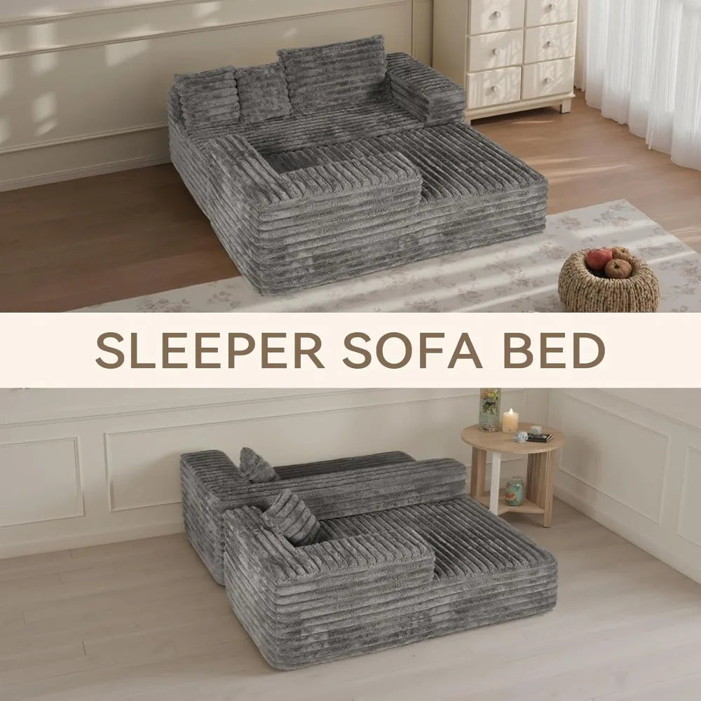 Grey Cloud Sectional Couch with L-Shape Chaise, Modern Modular Sofa with Deep Seat, Upholstered Couches with Left Facing Chaise