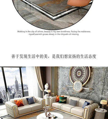 Custom Italian light luxury leather sofa living room combination size modern simple front American cowhide sofa