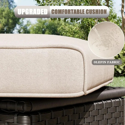 9-Piece Outdoor Wicker Conversation Set with 360-Degree Swivel Chairs