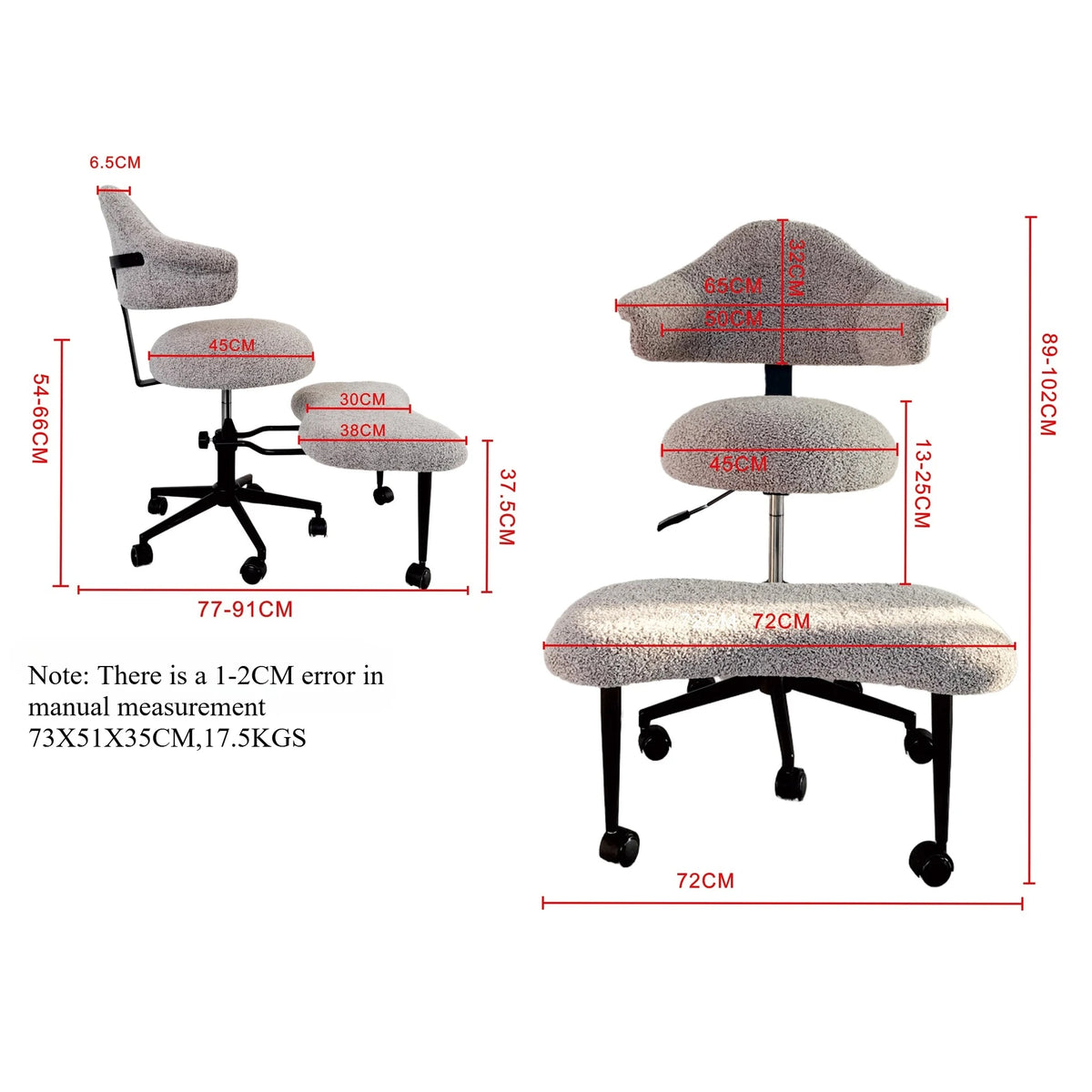 Cross Legged Chair - Meditation Chair With Wheels  ADHD Chair Height Adjustable Seat  Adjustable Footstool