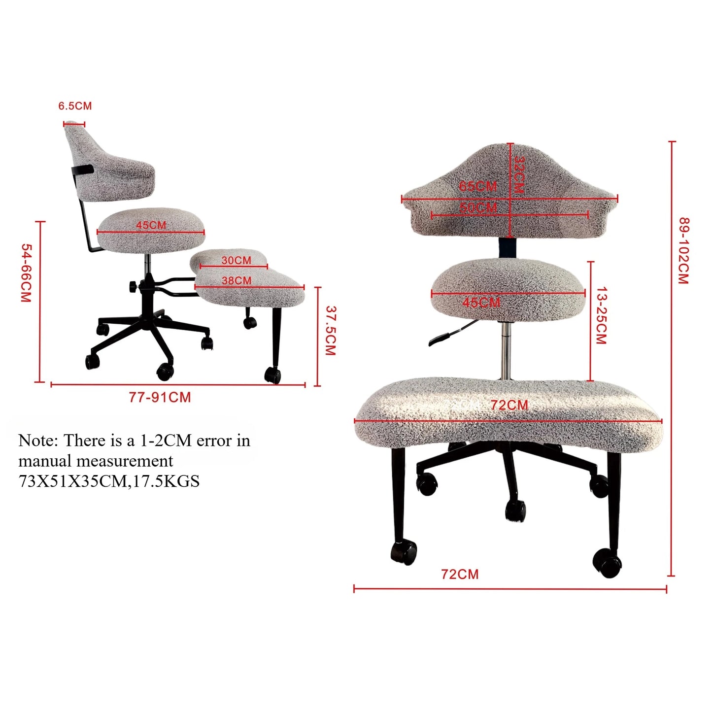 Cross Legged Chair - Meditation Chair With Wheels  ADHD Chair Height Adjustable Seat  Adjustable Footstool