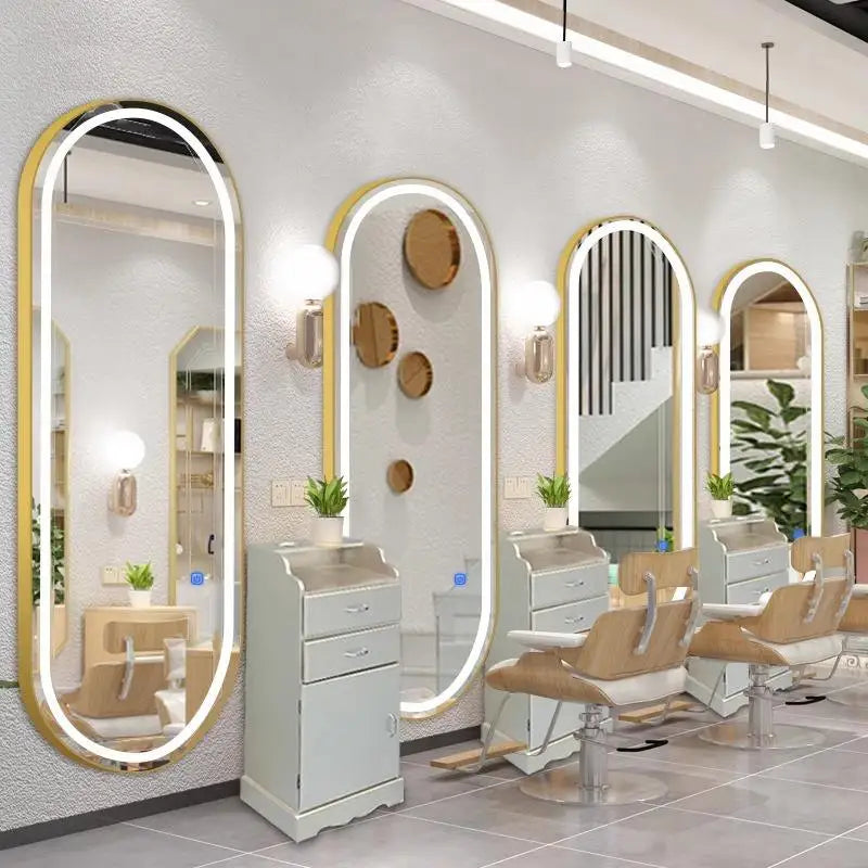 Golden Frame Beauty Salon Lighted Mirror LED Mirror Dresser Decorative Wall Mounted Illuminated Salon Wall Mirror