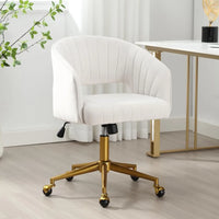 Desk Chair with Wheels, Velvet Home Office Chair, Swivel Armchair Gold Base, Upholstered Modern Accent Chairs, Back Incline