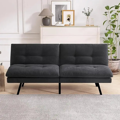 Faux Leather Futon Sofa Bed,Convertible Futon Couch,Memory Foam Loveseat Sleeper Sofa