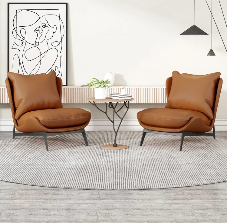 Modern Soft Upholstered Metal Leisure Armchair Curved Velvet Wing Chair Hotel Living Room Bed Room Chair