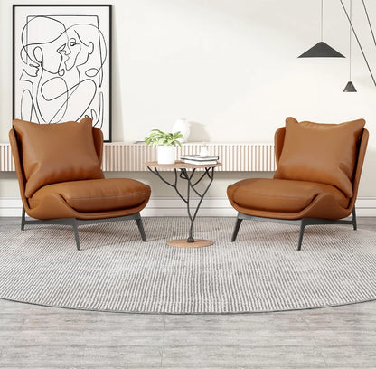 Modern Soft Upholstered Metal Leisure Armchair Curved Velvet Wing Chair Hotel Living Room Bed Room Chair