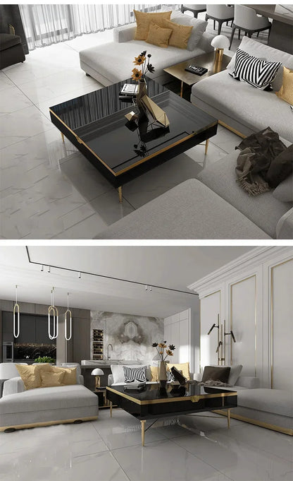 Modern Morocco New Classical Postmodern Square Stainless Steel Coffee Table Tea Table for Living Room