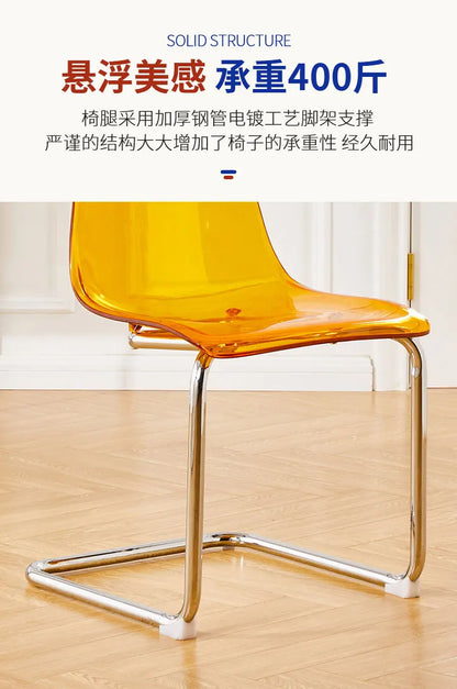 Nordic Reinforced Transparent Chair  Designer Acrylic Backrest Dining Chair Modern Toss Stool  Minimalist Dining Room Chair