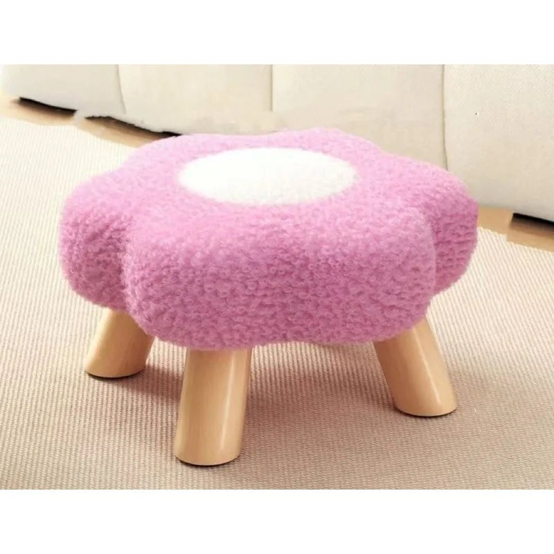 Small stool, household low stool, sofa stool, soft bag stool, living room coffee table stool, solid wood children's stool