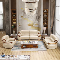 Designer Family Living Room Sofa Genuine Leather Sectional Floor Living Room Sofa Wood Minimalist Muebles Postmodern Furniture