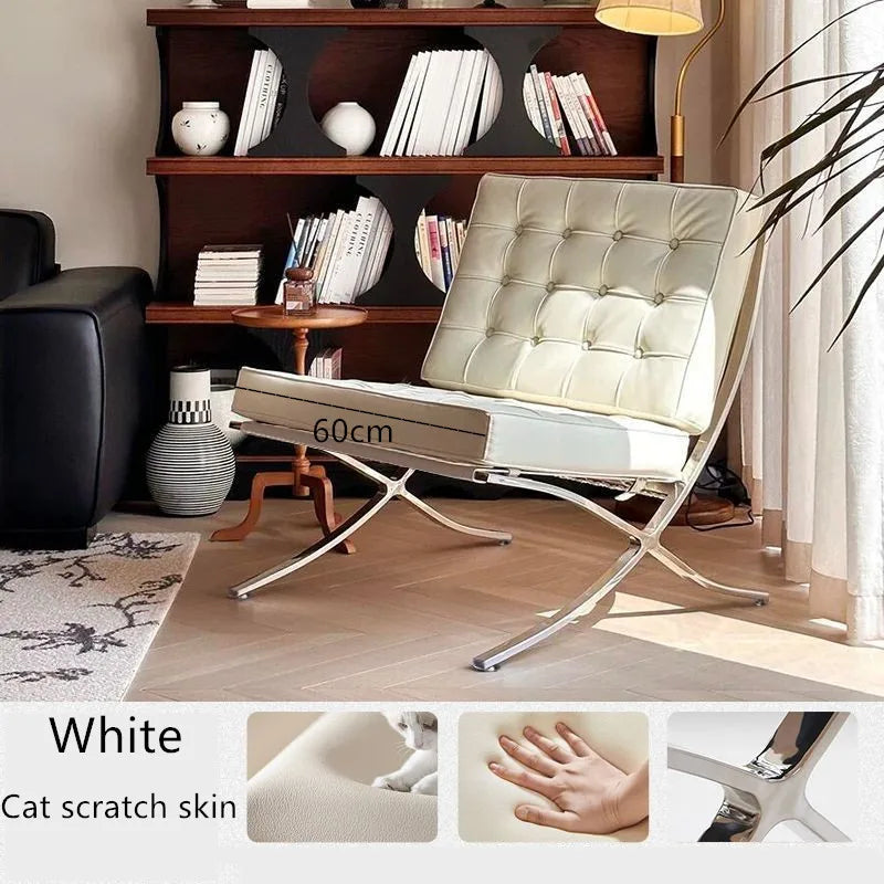 Elegant Barcelona Single Sofa Chair Oil wax skin for Living Room or Bedroom Lazy Lounge Chair Cat scratch skin Sofa Chair