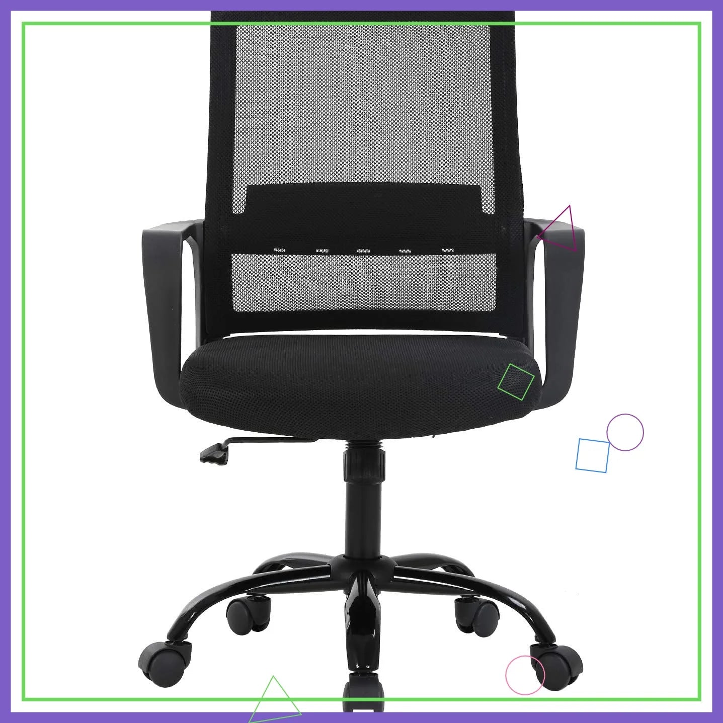 Ergonomic Office Chair with Lumbar Support, Adjustable Height, Breathable Mesh Back, and Smooth Rolling Casters