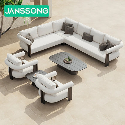 Metal Poolside Furniture Outdoor Garden Sofas Luxury Couches Set Modern Aluminum L Shape Sofa Outdoor Sofa Set Garden Furniture