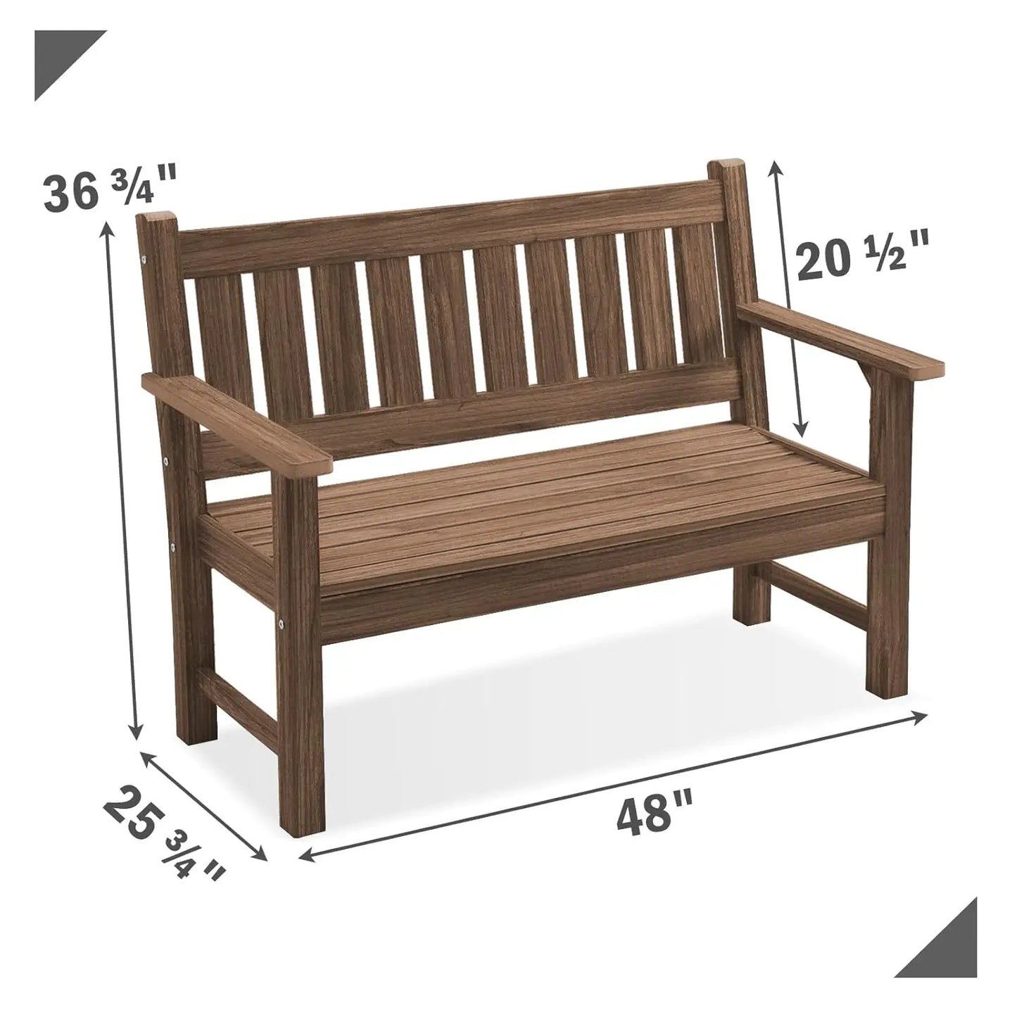 Outdoor Bench, 2-Person Garden Bench, Poly Lumber Patio Bench for Outdoors, Porch, and Park (Brown), Customized