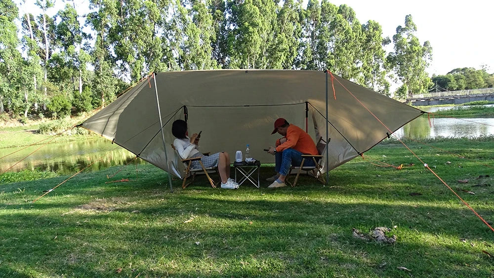 19 Hang Point Tarp Waterpoof Survival Bushcraft Sun Shelter Beach Shade Tent Outdoor Canopy Backpacking Tourist Awning 4x4 3x3m
