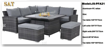 Modern Luxury Lounge Waterproof Patio Couch Sofa Garden Set Fire Pit Aluminum Wicker Rope Rattan Outdoor