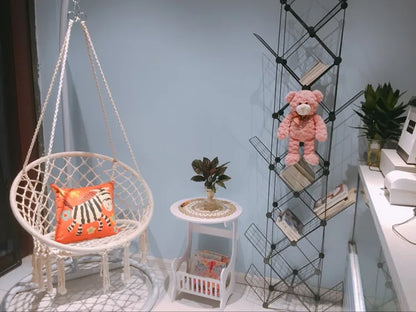 Hammock Hanging Swinging Chair,Hanging Cotton Rope Swing Chairs with Cushion and Hardware Kits, Hanging Chairs for Indoor