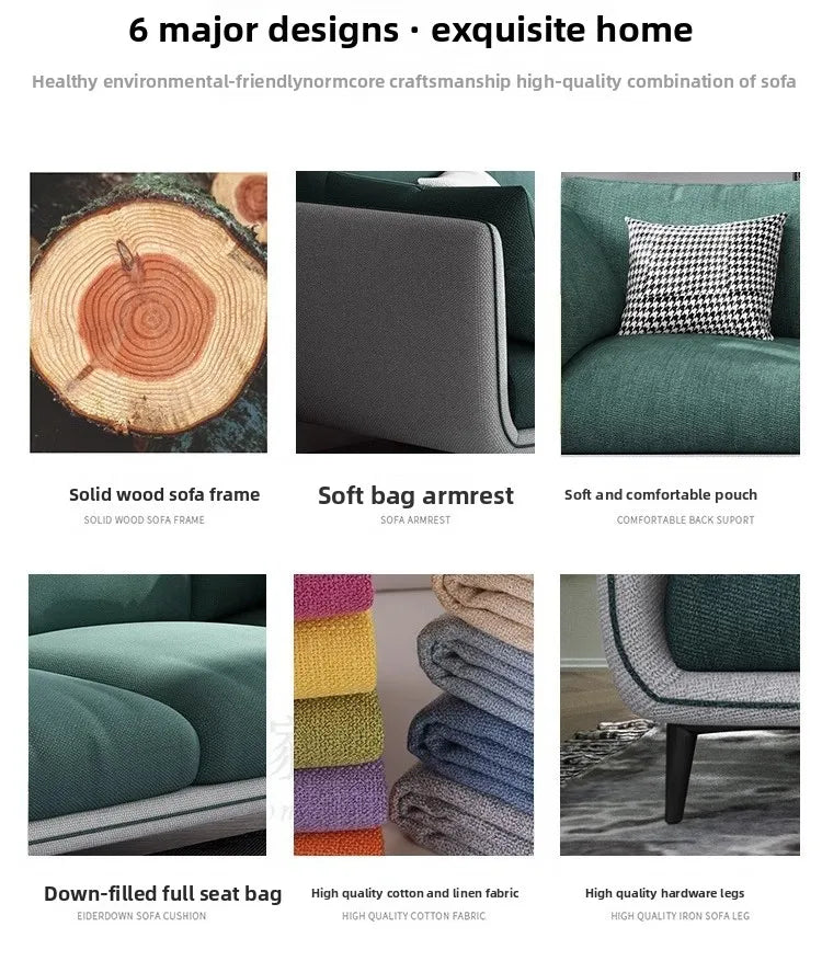 Nordic modern and simple, fabric sofa living room double, three combination small apartment light luxury Internet