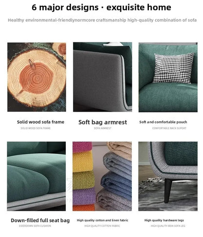 Nordic modern and simple, fabric sofa living room double, three combination small apartment light luxury Internet