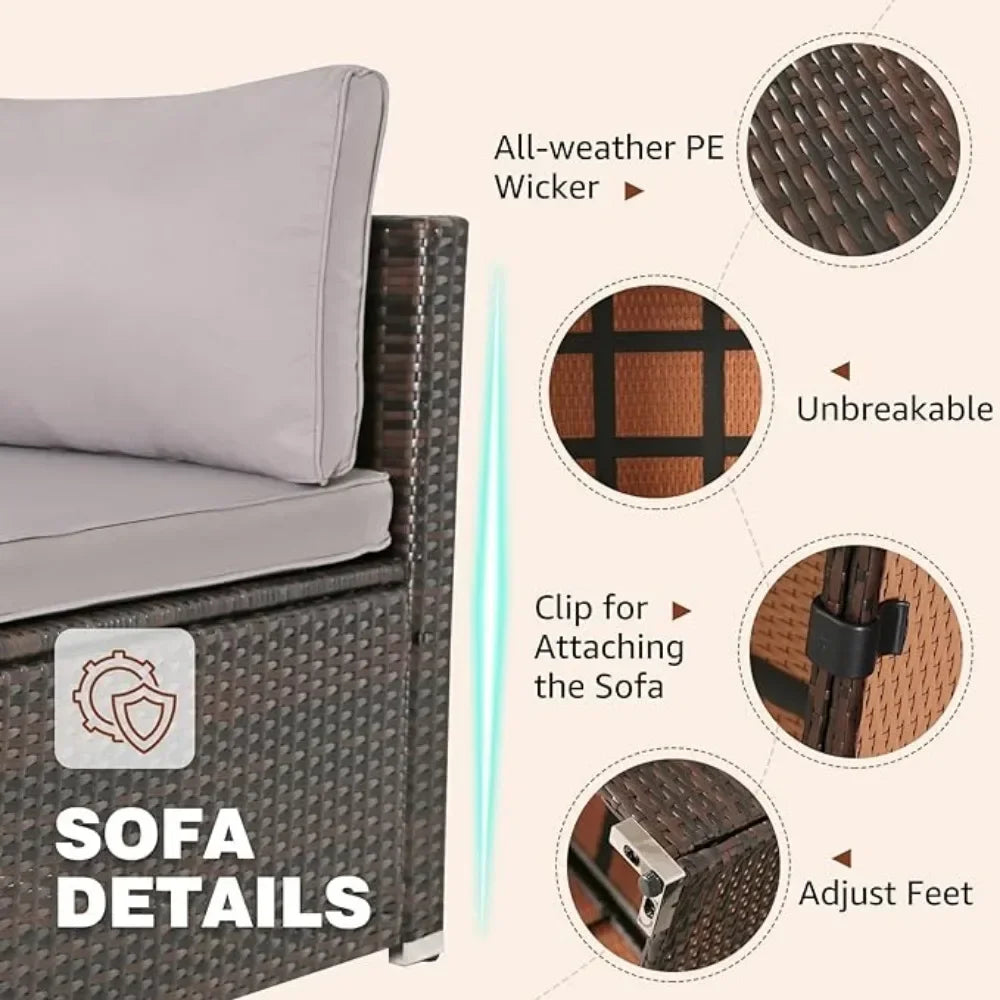 7 Pieces Patio Furniture Set Sofa Chair