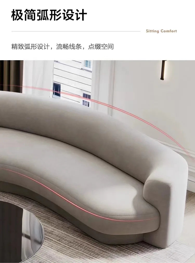 Curved Italian minimalist special-shaped sofa, small apartment living room sofa