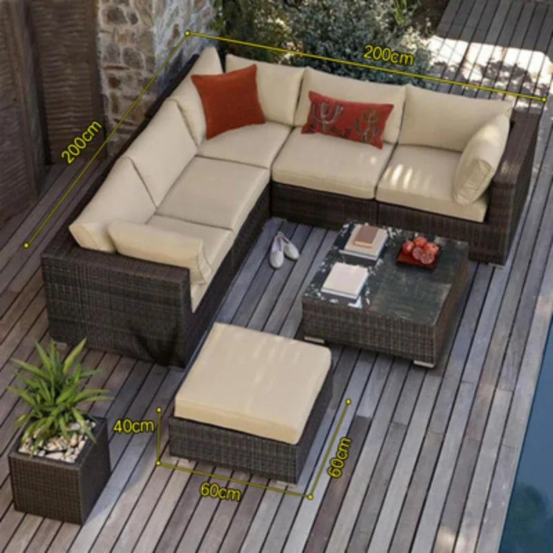 Imitation rattan sofa leisure courtyard garden sun room outdoor outdoor balcony corner waterproof
