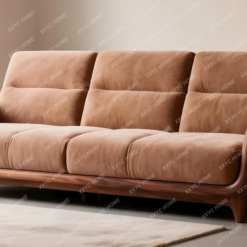 New Chinese Style Solid Wood Sofa Living Room Villa Homestay Leisure Fabric Sofa