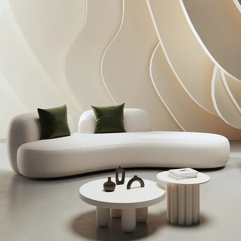 curved sofa, small apartment special-shaped black beauty salon hall, clothing store office rest area reception and negotiation