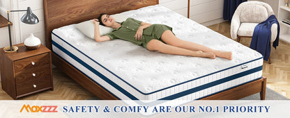 Maxzzz 10-12'' Twin/King/Queen Size Mattress, Bed with Gel Memory Foam & Individually Pocket Coils for Pressure Relief & Support