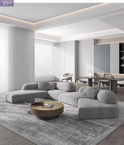 Fabric Sofa Combination Villa Large Apartment Sitting Italian Rock Irregular Special-shaped Large Flat Edta Double-sided