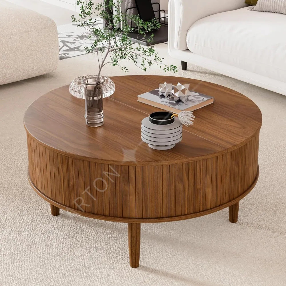 Coffee Table with Storage, Mid Century Modern Coffee Table for Home Small Space