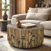 Light Luxury round Tea Table Solid Wood Living Room Small Apartment round Tea Table Creative Simple Nordic Coffee Table