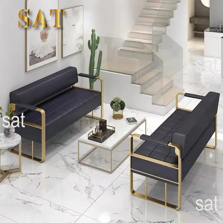 ForGood Beauty Salon Station Waiting Sofa Barber Shop Reception Couch Leather Waiting Chair
