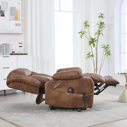 Lay Flat Lift Recliner Chair with Massage & Heat for Elderly People, Electric Power Lift Chair with Dual Motor, Cup Holders