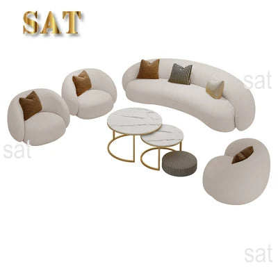 Nordic Arc Velvet Fabric Sofa Set for Living Bedrooms Hotels-Three-Seater Beauty Salon Sofa From Clothing Store