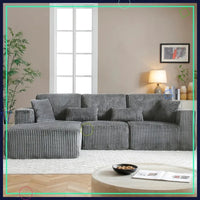 108" L-Shaped Cloud Couch for Living Room, Comfy Fluffy Memory Foam Deep Seat Modular Sectional Sofa with Left Chaise, Dark Grey