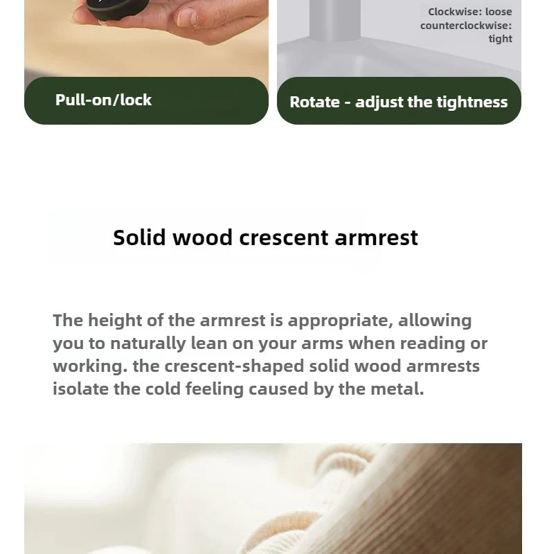 Comfortable Genuine Leather Chair Steel-Legged Adjustable Swivel Seat Ergonomic Desk Chair for Prolonged Sitting