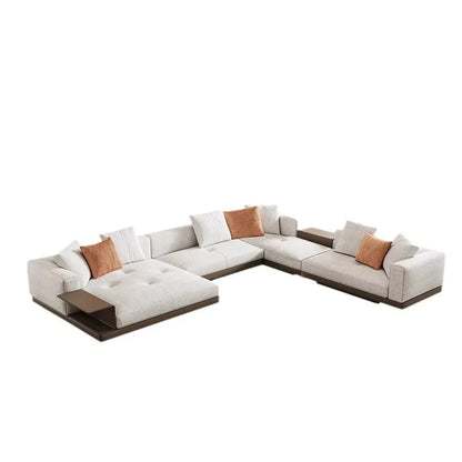 Italian minimalist sofa villa large flat floor U living room cotton and linen fabric corner princess furniture