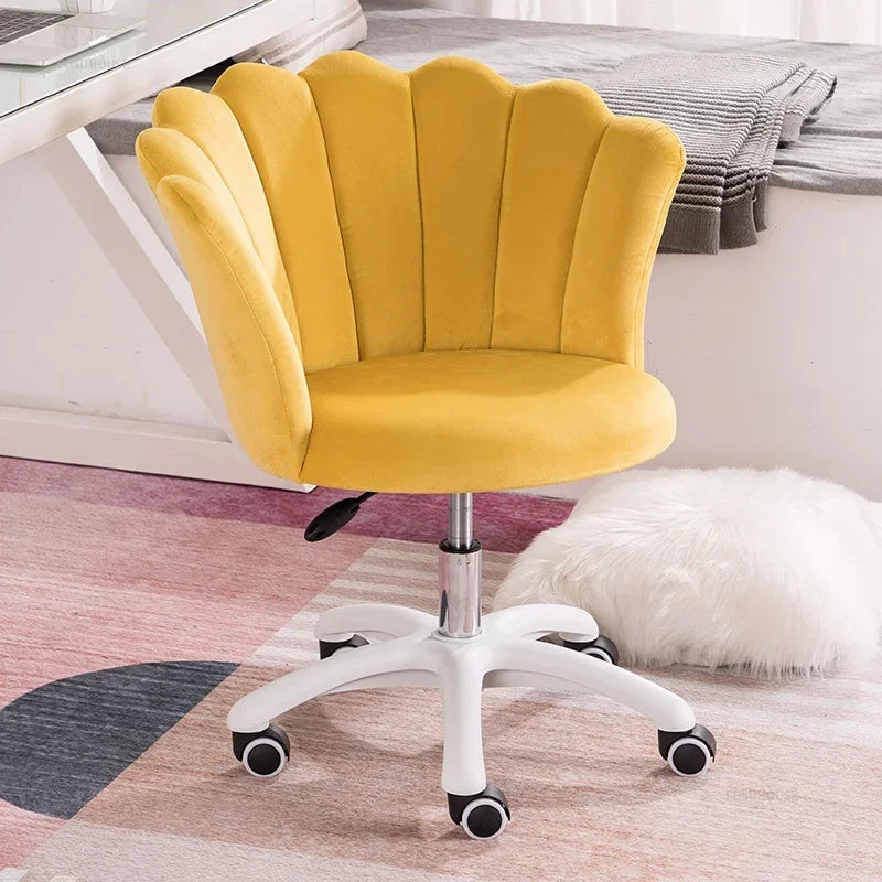 Rotatable Velvet Office Chair for Company Modern Soft Backrest Chair with Wheels Simple Creative Office Chairs for E-sports Room