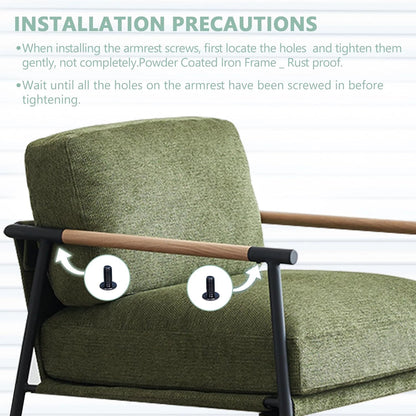 Accent Armchair Lounge Chair Chenille For Living Room Mid Century Modern Accent Chair Club Chair For Reading Room Metal Leg