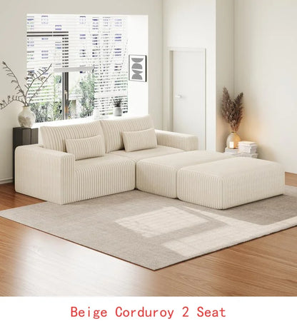 Vacuum Compressed Comfy Corduroy Fluffy Sofa Set Furniture Living Room Modular Couch Modern L Shape Sectional Sofa