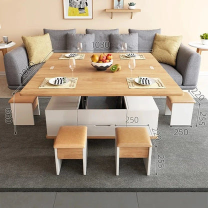 Creative Folding Dining Table Dual-Use Small Apartment Simple Unique Living Room Retractable Lifting Coffee Table Furniture